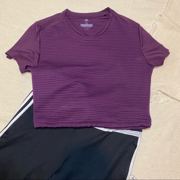 Purple adidas crop top or full length top with drawstring detail - Picture 1 of 5